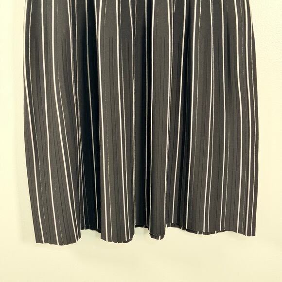 Theory Structured Shell Lustrate Black White Stripe Mini A-Line Dress Size L - Picture 9 of 9